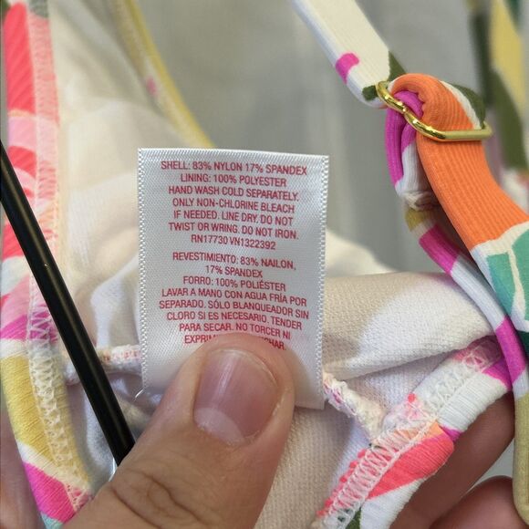 NWT Xhilaration Ribbed Bralette Bikini Top Small 0-2 Tropical Print Swimwear - Picture 4 of 16